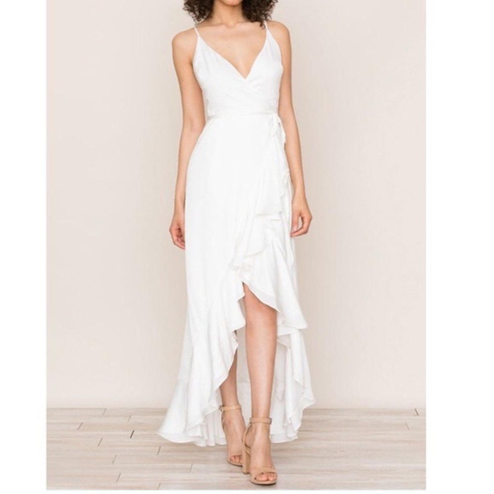 Yumi Kim White Maxi silk ruffle dress size medium